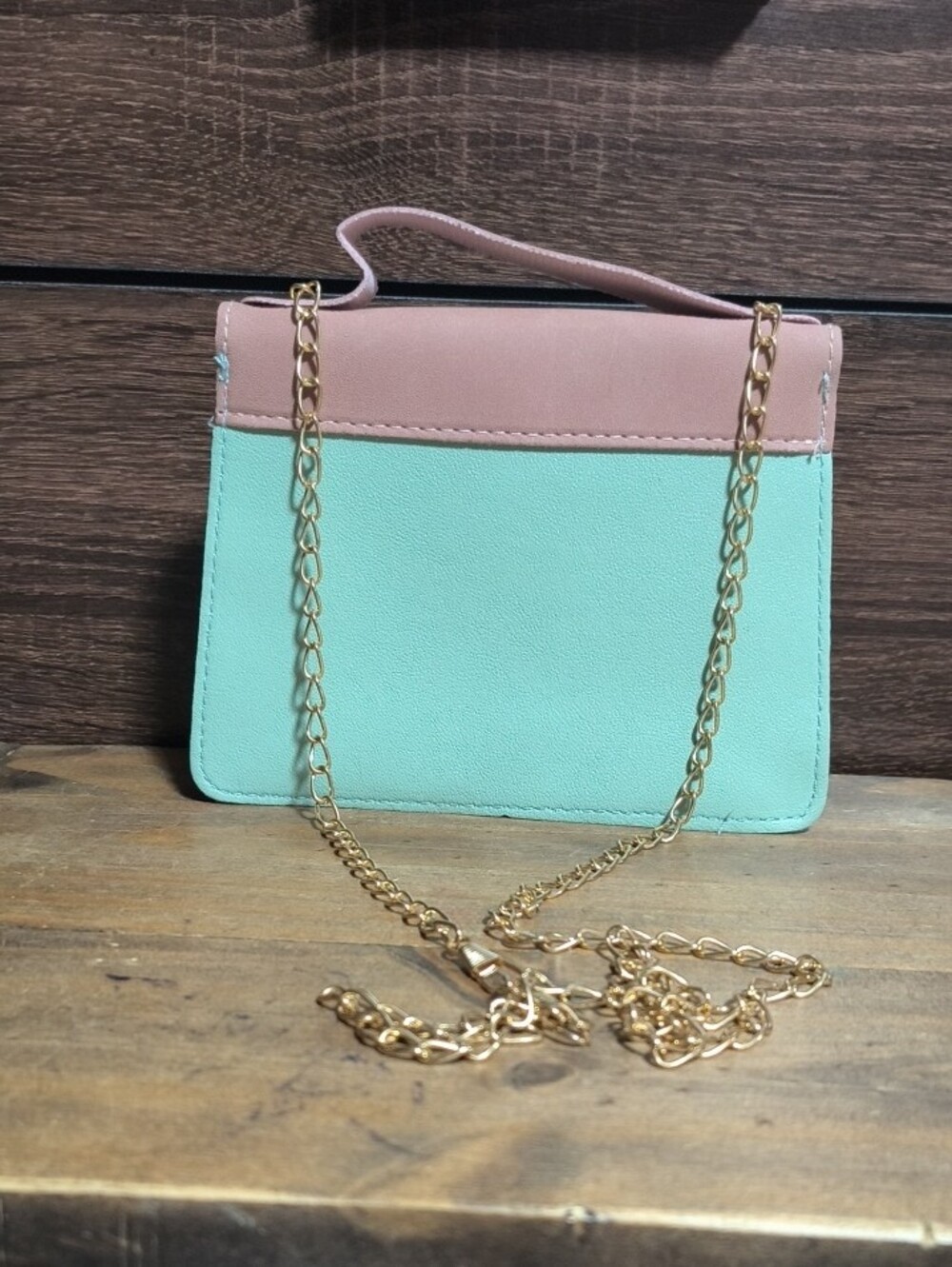 Tricolor Mini Crossbody Bag - Pink, White & Mint - Picture 2 of 2